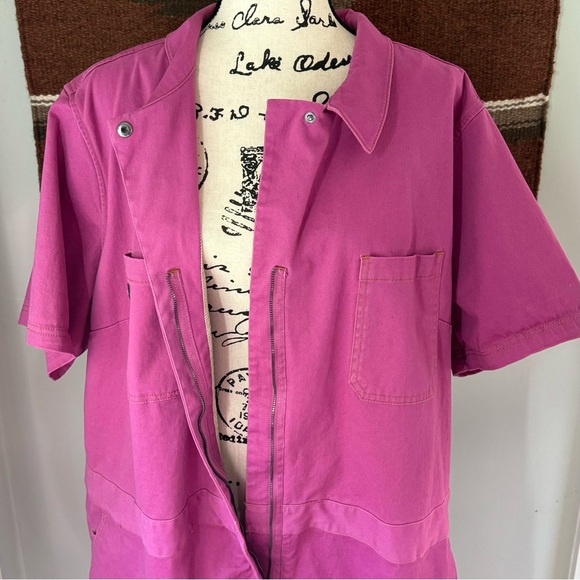 Wildfang Essential Short Sleeve Romper in Orchid - Picture 7 of 13